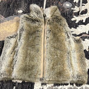 Weatherproof Faux Fur Teddy Reversible Vest in Gray and Tan